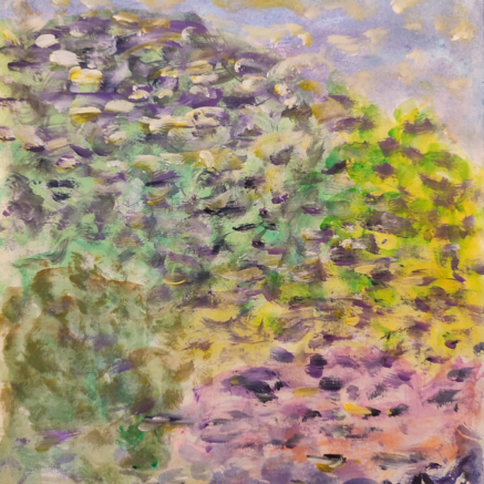 La Colline - Acrylique sur papier - Format 33x24cm - Thème de la Nature - Florence Fleming - Artiste peintre contemporaine