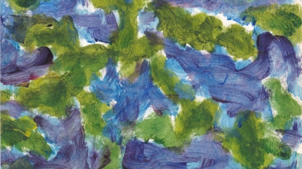 Les Algues - Acrylique sur papier - Format 27x16cm - Thème du Bleu - Florence Fleming - Artiste peintre contemporaine